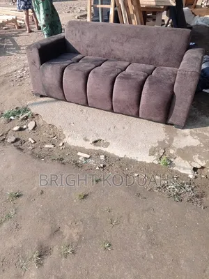 High Cushion Brown Three-in-One Sofa