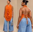 Stylish Orange Halter Neck Women's Top - 1