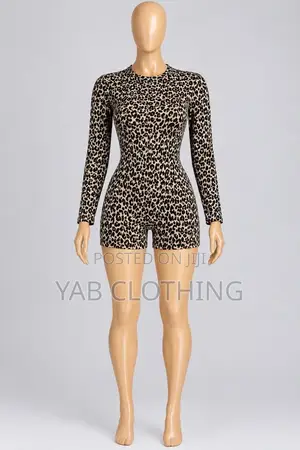 Ladies' Leopard Print Long-Sleeve Romper