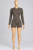 Ladies' Leopard Print Long-Sleeve Romper - 1