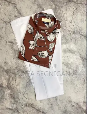 Men's 2-Piece Vintage Shirt & White Corporate Pants
