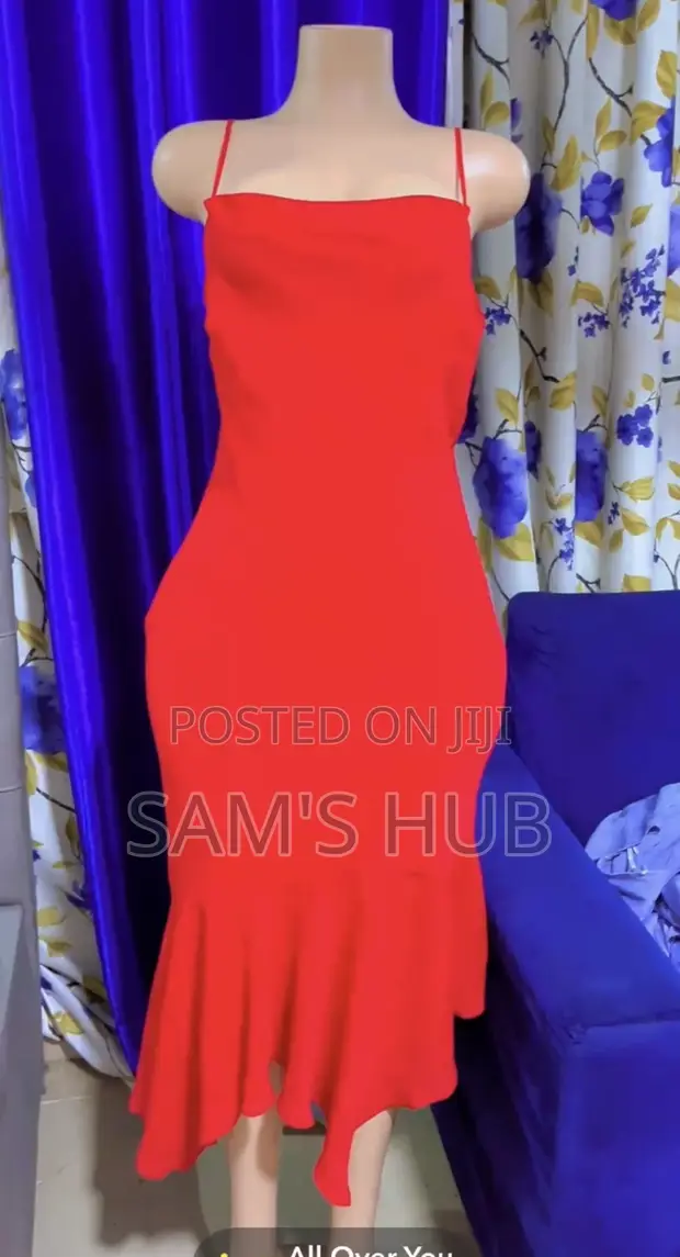 Women's Classic Red Thin Long Dress - 1