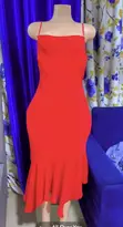 Women's Classic Red Thin Long Dress - 1
