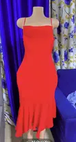 Women's Classic Red Thin Long Dress - 2