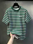 Classic Burgundy Striped Round-Neck T-Shirt - 1