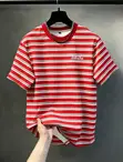 Classic Burgundy Striped Round-Neck T-Shirt - 5