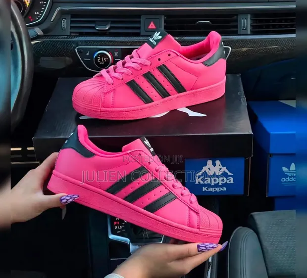 Adidas Superstar Hot Pink & Black Sneakers - 1