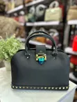Luxury Studded Dome Handbags - Teal Blue & Black - 3