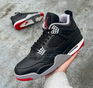 Jordan Retro 4 Bred Leather Sneakers