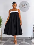 Affordable Shein Flare Dress - Black - 3