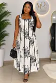 White Dress with Black Floral Designs - Shein - 2