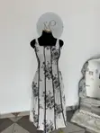 White Dress with Black Floral Designs - Shein - 3