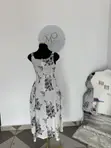 White Dress with Black Floral Designs - Shein - 4