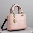 Pink Croc-Embossed Top-Handle Bag - 1