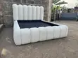 Plush Channel-Tufted Boucle Double Bed Frame - 1