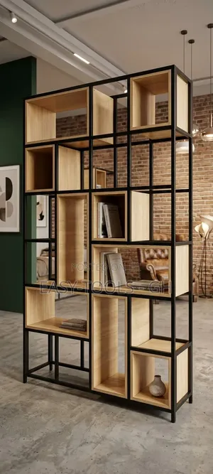 Library Shelves - BW1 Metallic Frame, Wooden Layers