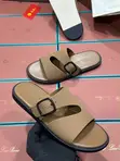 Loro Piana Brown Leather Men's Slippers - 1