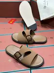 Loro Piana Brown Leather Men's Slippers - 2