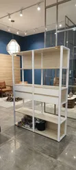 Library Shelves - BW Metal Frame, Wooden Layers - 1
