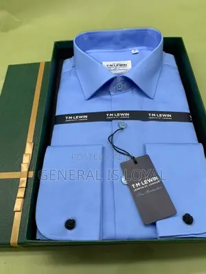 Tm Lewin White/Blue Cotton Long Sleeve Dress Shirt
