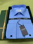 Tm Lewin White/Blue Cotton Long Sleeve Dress Shirt - 1