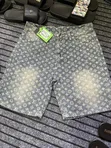 Men's Designer Denim Shorts - Blue Cross Print - 2
