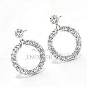 Brand New Silver Crystal Hoop Earrings