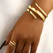 2PCS Exaggerated Spiral Wide Alloy Ladies Bracelet Ring Set - 1