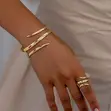 2PCS Exaggerated Spiral Wide Alloy Ladies Bracelet Ring Set - 2