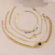 4PCS Green Gemstone Stackable Vintage Chain Link Bracelets - 2