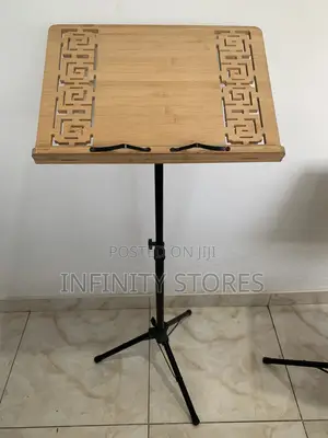 Adjustable Bamboo Music Stand with Metal Tripod Base