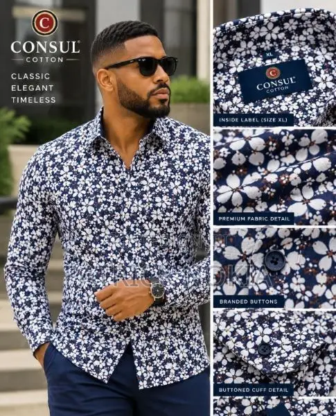 Consul Men's Classic Floral Long Sleeve Shirt - 1