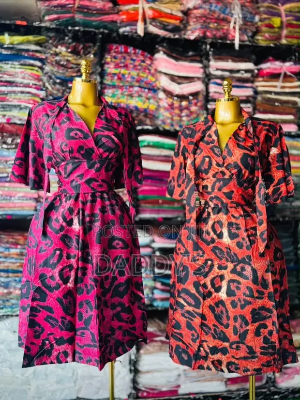 Ladies Leopard Print Wrap Dress with Tie Neck - 1