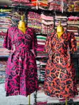Ladies Leopard Print Wrap Dress with Tie Neck - 1