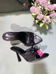 Amitin Black Lace Bow Pointed Mule Heels - Size 39 - 1