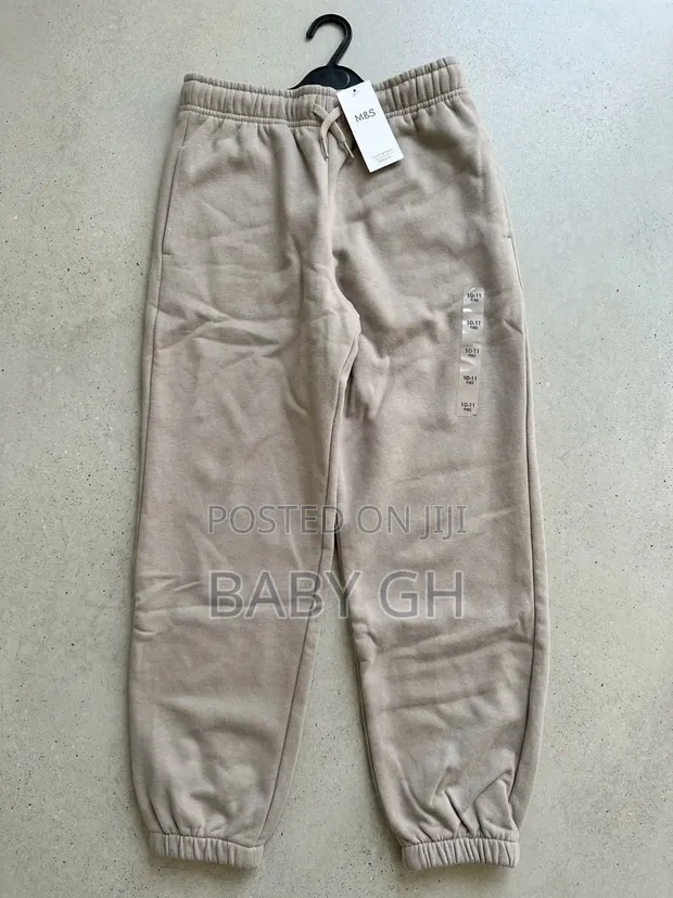 Kids Marks and Spencer Joggers - Brown, Cotton, Size 10 - 1