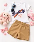 Kids' Baseball Print Two-Piece Summer Outfit - 1