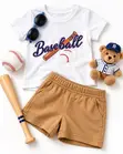 Kids' Baseball Print Two-Piece Summer Outfit - 2