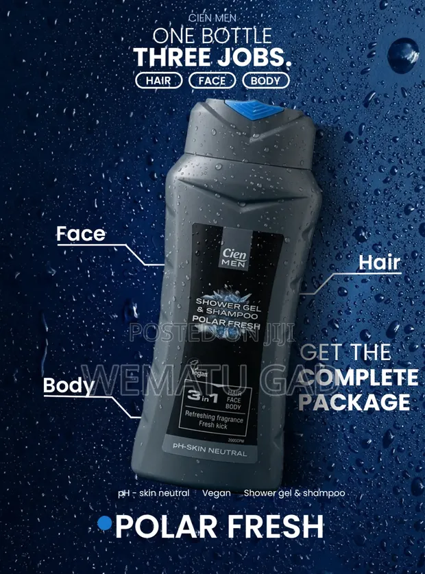 Cien Men Shower Gel & Shampoo - Polar Fresh 400ml - 1
