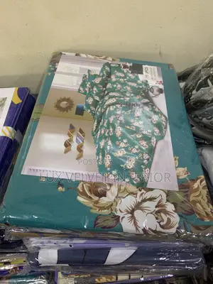 Teal Green Floral Bedsheet Set - Double Size - 3 Pcs