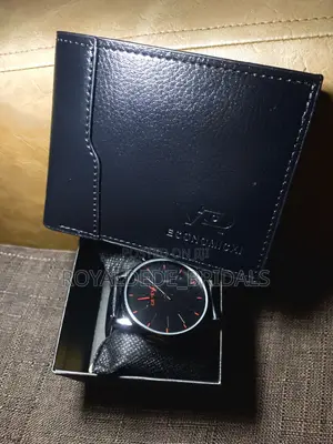 VR Black Wallet and Quart Watch Combo