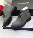 Timberland Grey Matte Leather Cap-Toe Ankle Boots - 3