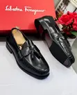Salvatore Ferragamo Black Leather Tassel Loafers - 1