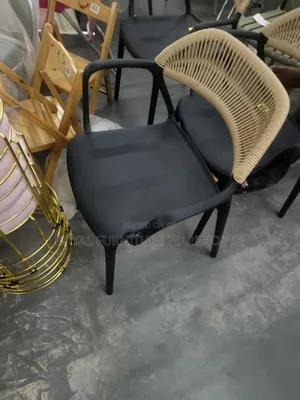 Modern Polypropylene Dining Armchair with Woven Rope Backrest