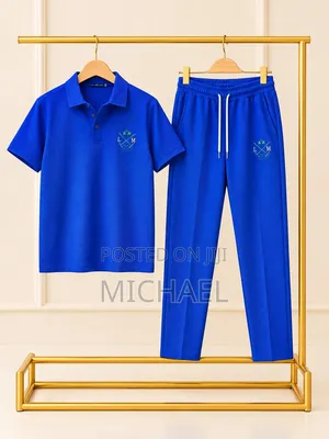 Men's Short-Sleeve Shirt and Trousers Set
