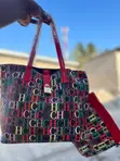 Ladies Handbags - Brown Fabric - 2