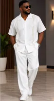 All White Quality 2pcs Kaftan for Men - 1