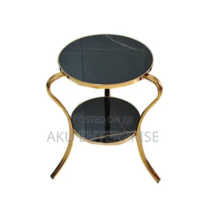Modern Gold Round Glass Coffee Table