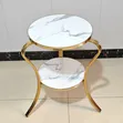 Modern Gold Round Glass Coffee Table - 2