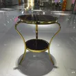 Modern Gold Round Glass Coffee Table - 3
